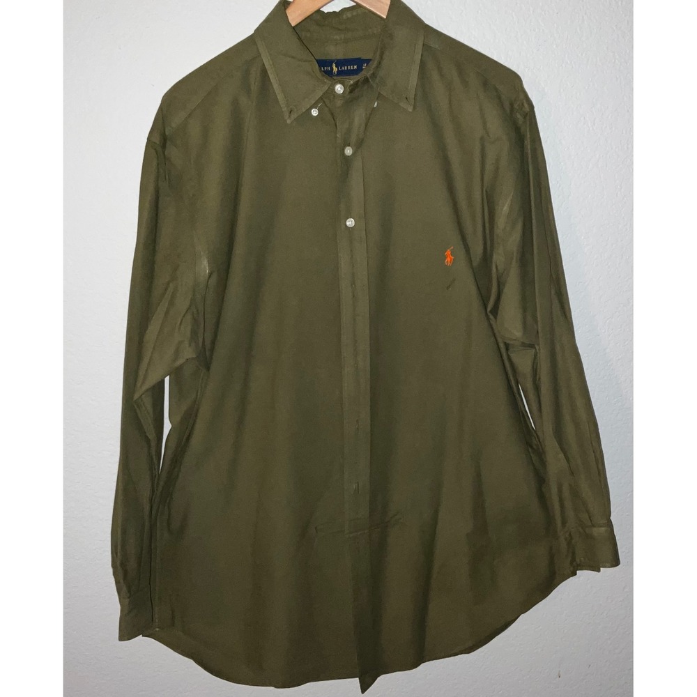 Lot of 2 Ralph Lauren Mens LT Tall Button Down Shirts Orange/Navy  Pony Logo